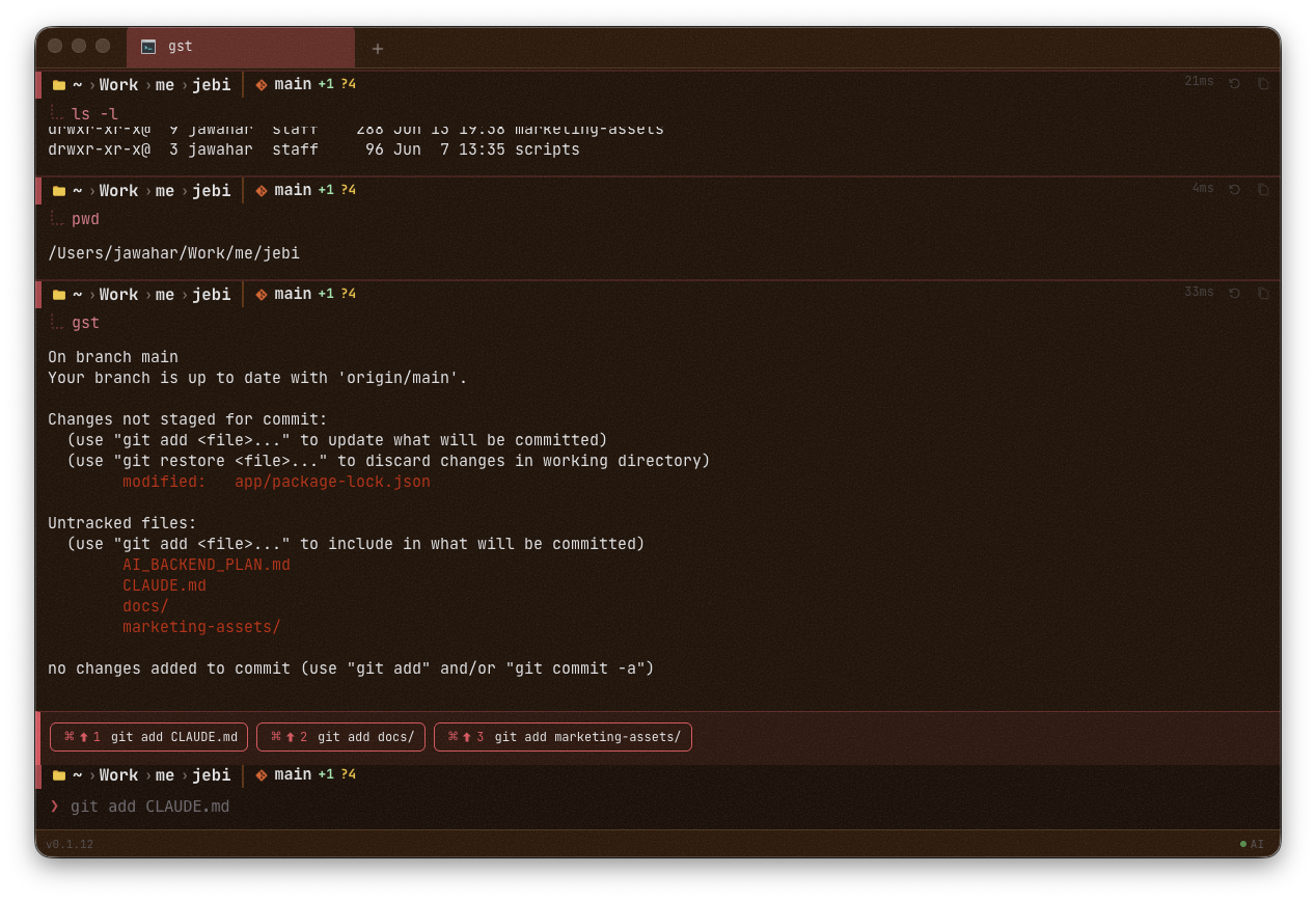 Typing "revert commit" and getting back the actual git revert variants from history